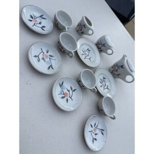 Vintage Miniature Tea Set Made in Japan Hand Painted Floral Porcelain 15 Piece